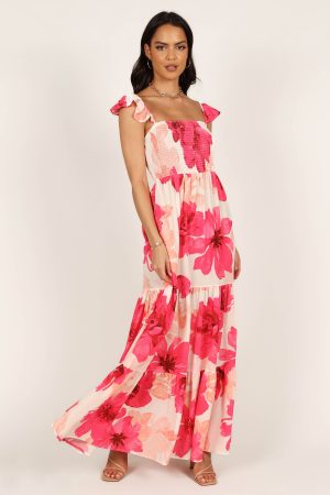 Tilly Shirred Maxi Dress – Pink