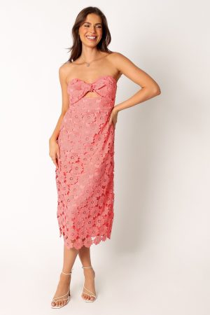 Tyler Strapless Midi Dress – Watermelon