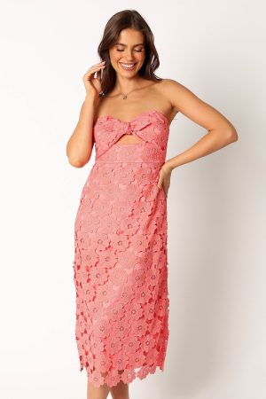 Tyler Strapless Midi Dress – Watermelon