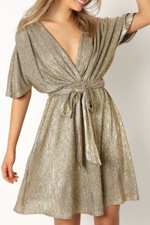 Vivid Mini Dress – Gold