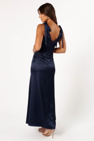 Xavier Bow Shoulder Maxi Dress – Navy