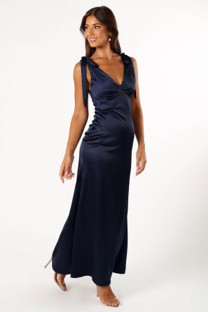 Xavier Bow Shoulder Maxi Dress – Navy