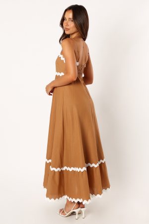 Yana Maxi Dress – Tan White