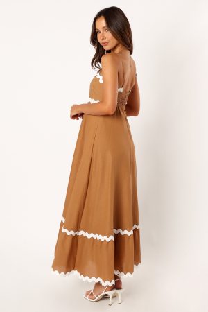 Yana Maxi Dress – Tan White
