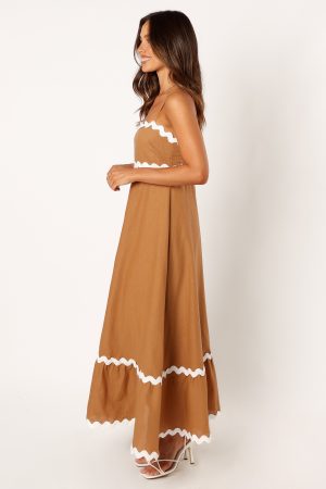 Yana Maxi Dress – Tan White