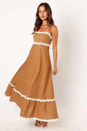 Yana Maxi Dress – Tan White
