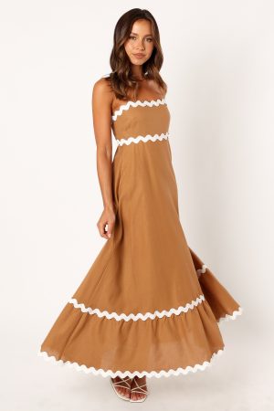 Yana Maxi Dress – Tan White