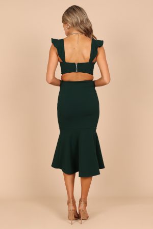 Yvonne Hi Lo Midi Dress – Emerald