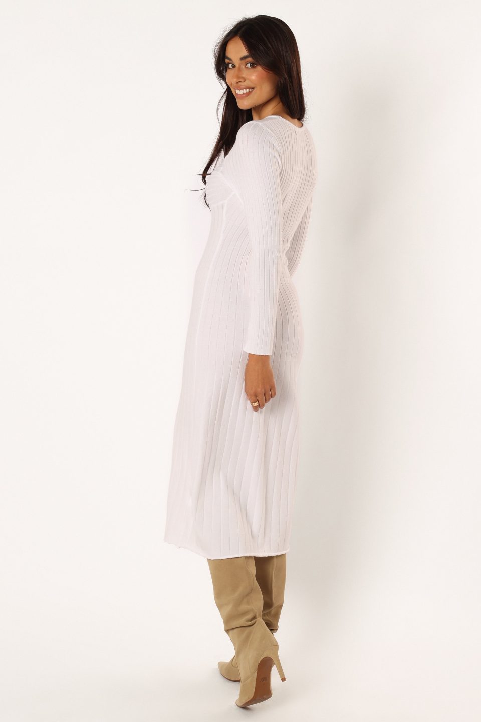 Zayla Long Sleeve Midi Dress - Cream