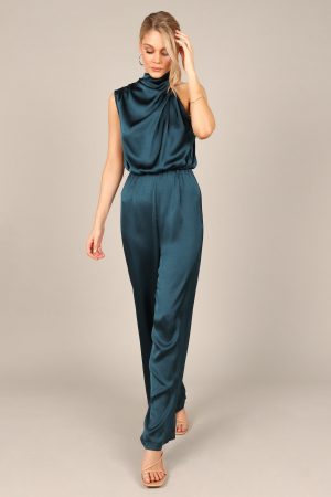 Savannah One Shoulder Jumpsuit – Teal