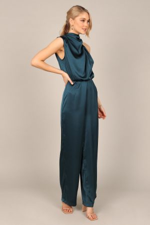 Savannah One Shoulder Jumpsuit – Teal