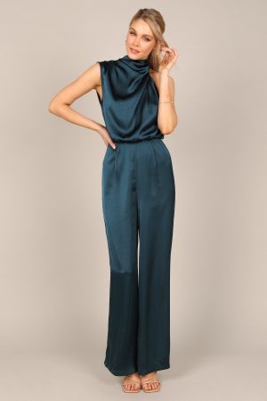 Savannah One Shoulder Jumpsuit – Teal
