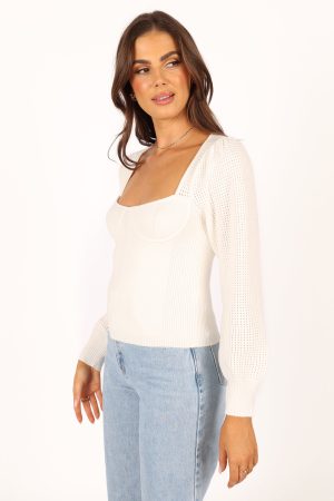 Madalyn Knit Sweater – White