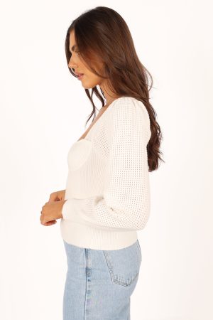 Madalyn Knit Sweater – White