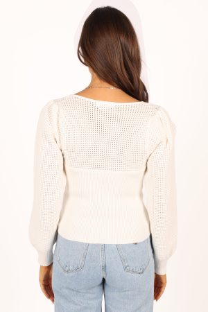 Madalyn Knit Sweater – White