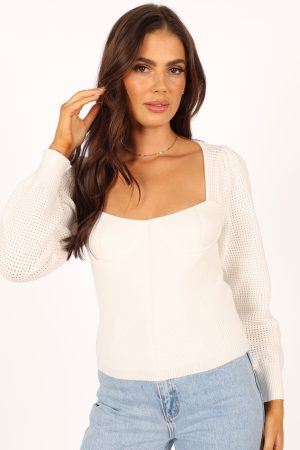 Madalyn Knit Sweater – White