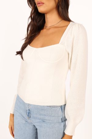 Madalyn Knit Sweater – White