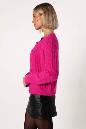 Ryann Button Front Cardigan – Magenta