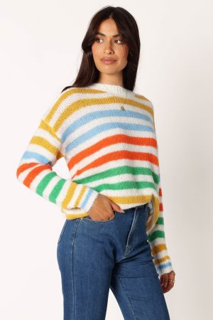Sasha Multi Stripe Crewneck Knit Sweater – Multi