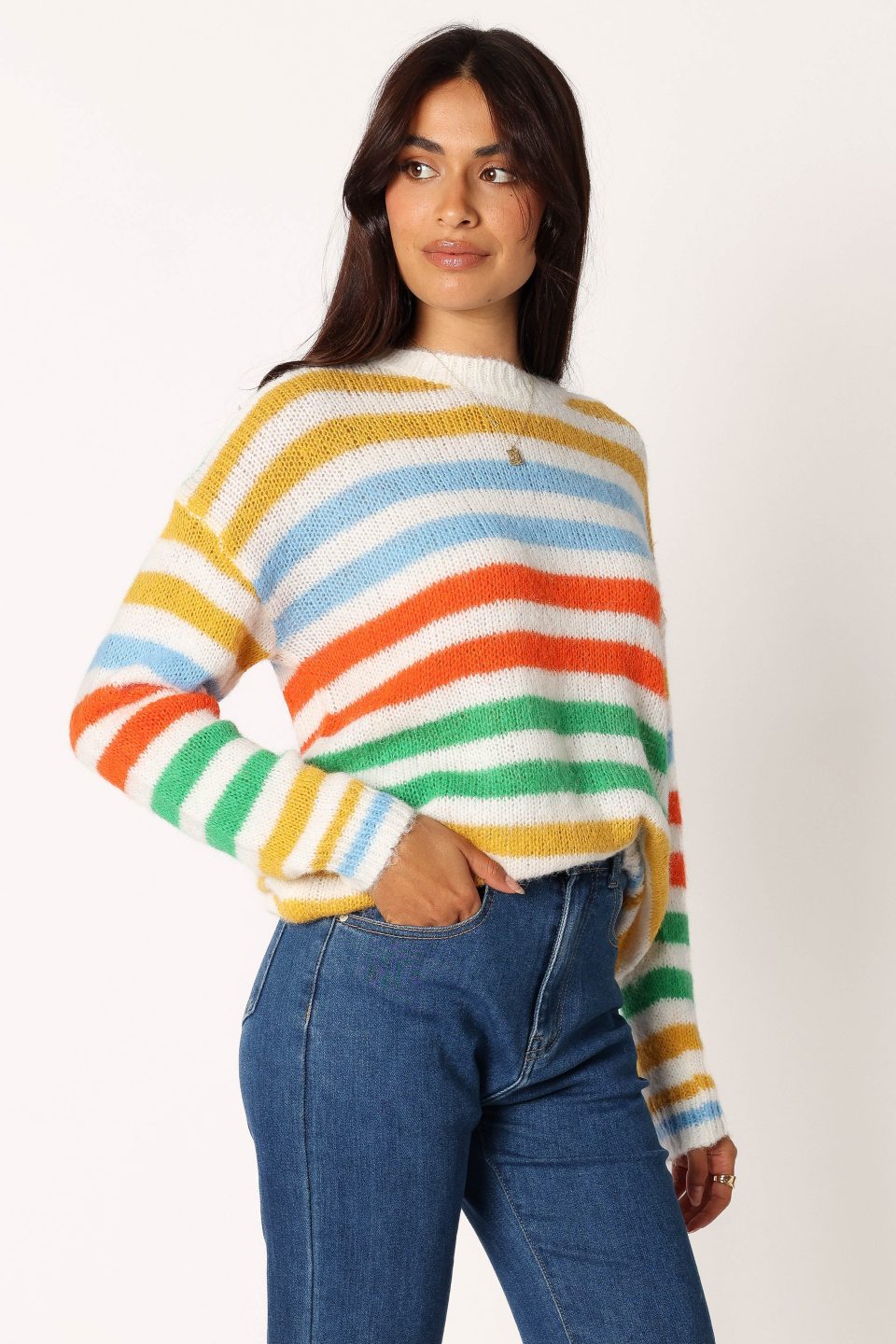 Sasha Multi Stripe Crewneck Knit Sweater - Multi