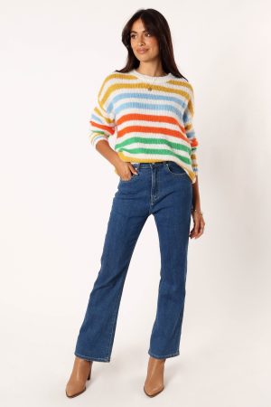 Sasha Multi Stripe Crewneck Knit Sweater – Multi
