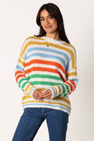 Sasha Multi Stripe Crewneck Knit Sweater – Multi