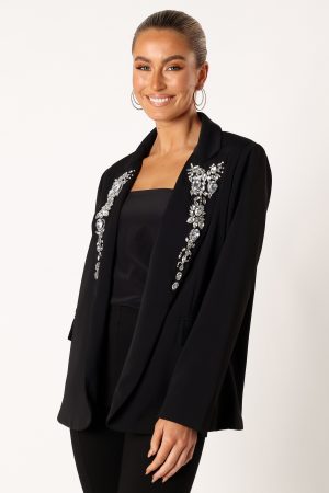 Aubree Embellished Blazer – Black