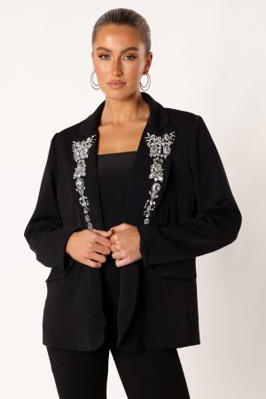 Aubree Embellished Blazer – Black