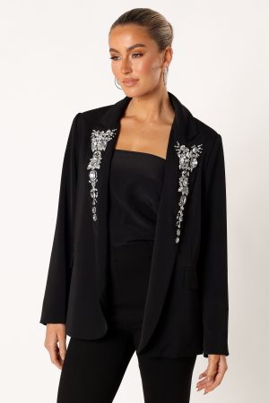 Aubree Embellished Blazer – Black