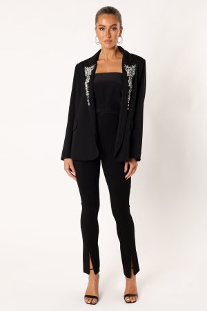 Aubree Embellished Blazer – Black