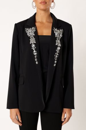 Aubree Embellished Blazer – Black