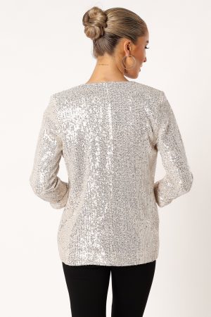 Camille Sequin Blazer – Silver