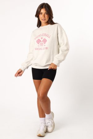 Colette Pickleball Sweatshirt – Heather Grey