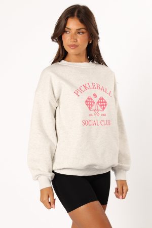 Colette Pickleball Sweatshirt – Heather Grey