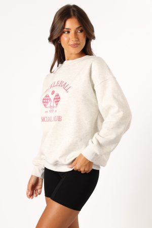 Colette Pickleball Sweatshirt – Heather Grey