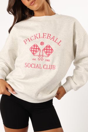 Colette Pickleball Sweatshirt – Heather Grey