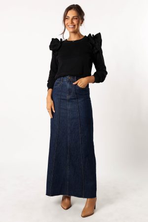 Cora Ruffle Sleeve Sweatshirt – Black