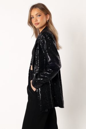 Delaney Sequin Blazer – Black