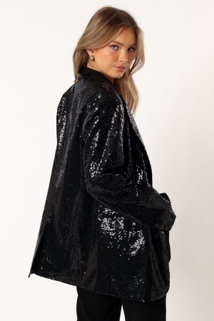 Delaney Sequin Blazer – Black