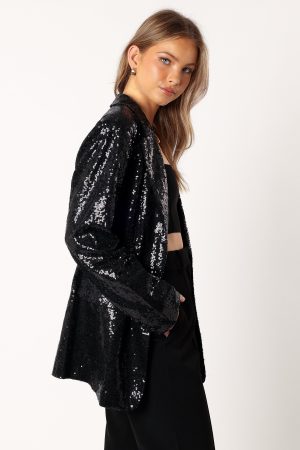 Delaney Sequin Blazer – Black