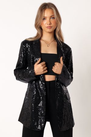 Delaney Sequin Blazer – Black