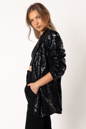 Delaney Sequin Blazer – Black