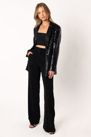 Delaney Sequin Blazer – Black