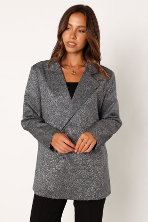 Kaliyah Shimmer Blazer – Black