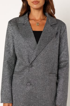 Kaliyah Shimmer Blazer – Black