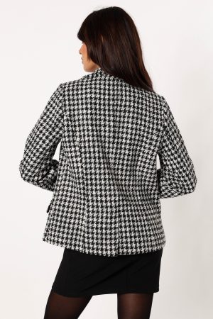 Leighton Houndstooth Blazer – Cream