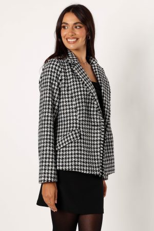 Leighton Houndstooth Blazer – Cream