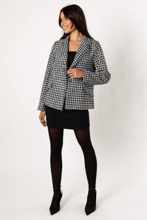 Leighton Houndstooth Blazer – Cream
