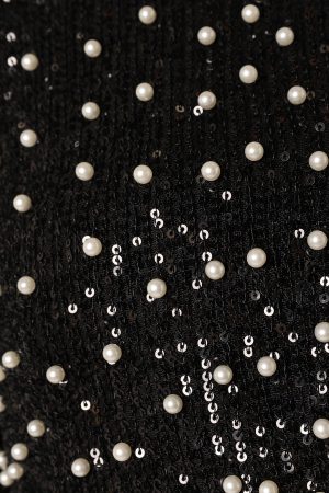 Monica All Over Pearl Crop Jacket – Black