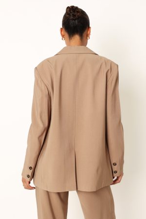 Noelle Oversized Blazer – Light Brown